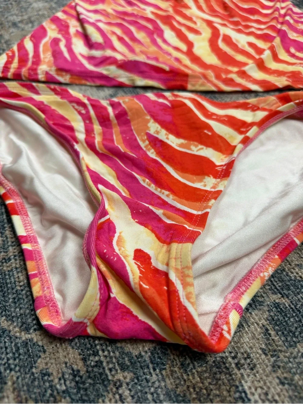 Vintage Y2K DKNY Neon Zebra Tankini 2 Piece Swim Set‎ Bikini XS